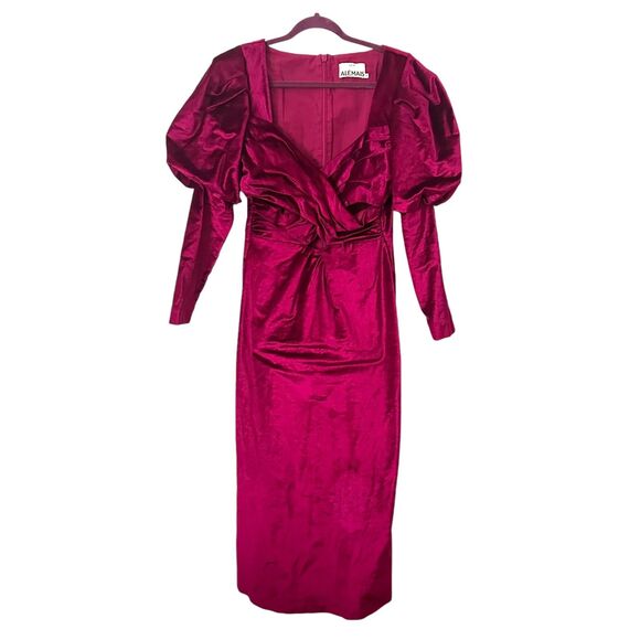 ALÉMAIS‎ Rosario Puff Sleeve Midi Dress Fuschia Pink Sz AUS 14 (US 10) - Picture 3 of 8